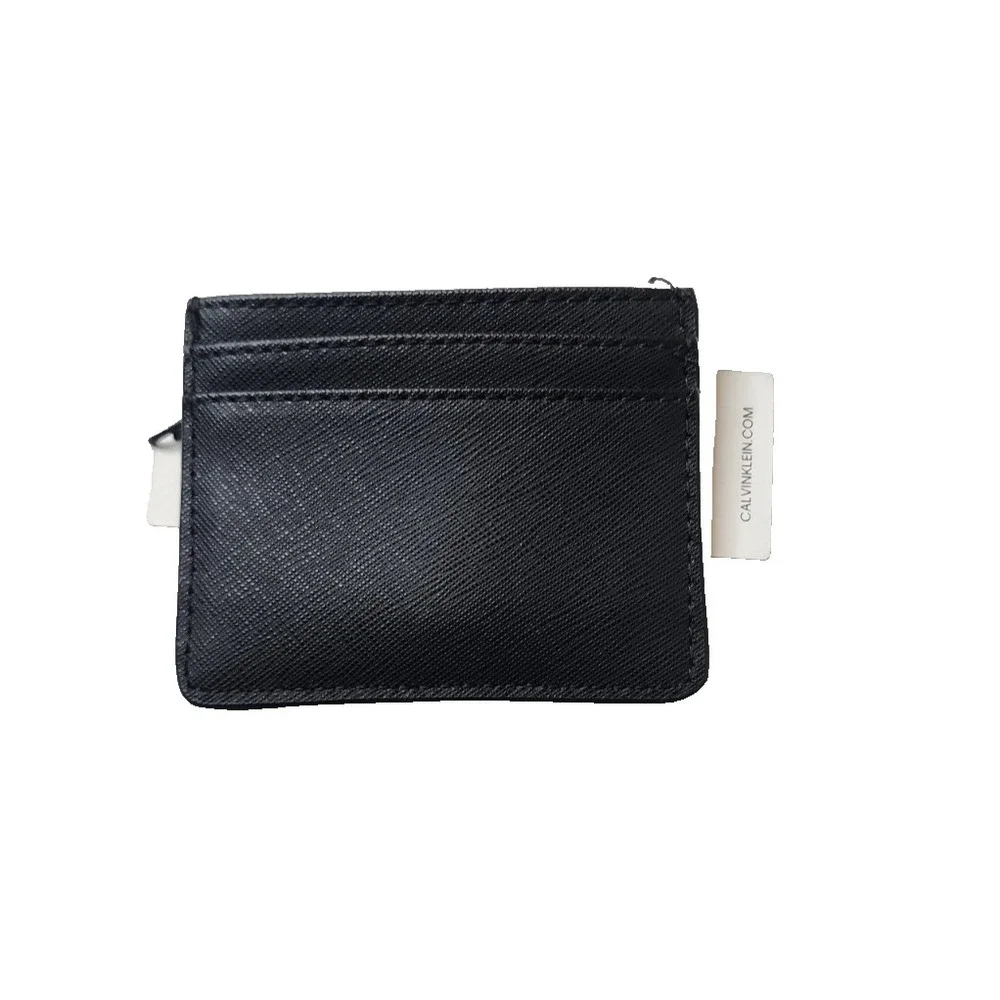 Calvin Klein Men's Credit Card Refined Saffiano Wallet Black NWT OEM